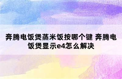 奔腾电饭煲蒸米饭按哪个键 奔腾电饭煲显示e4怎么解决